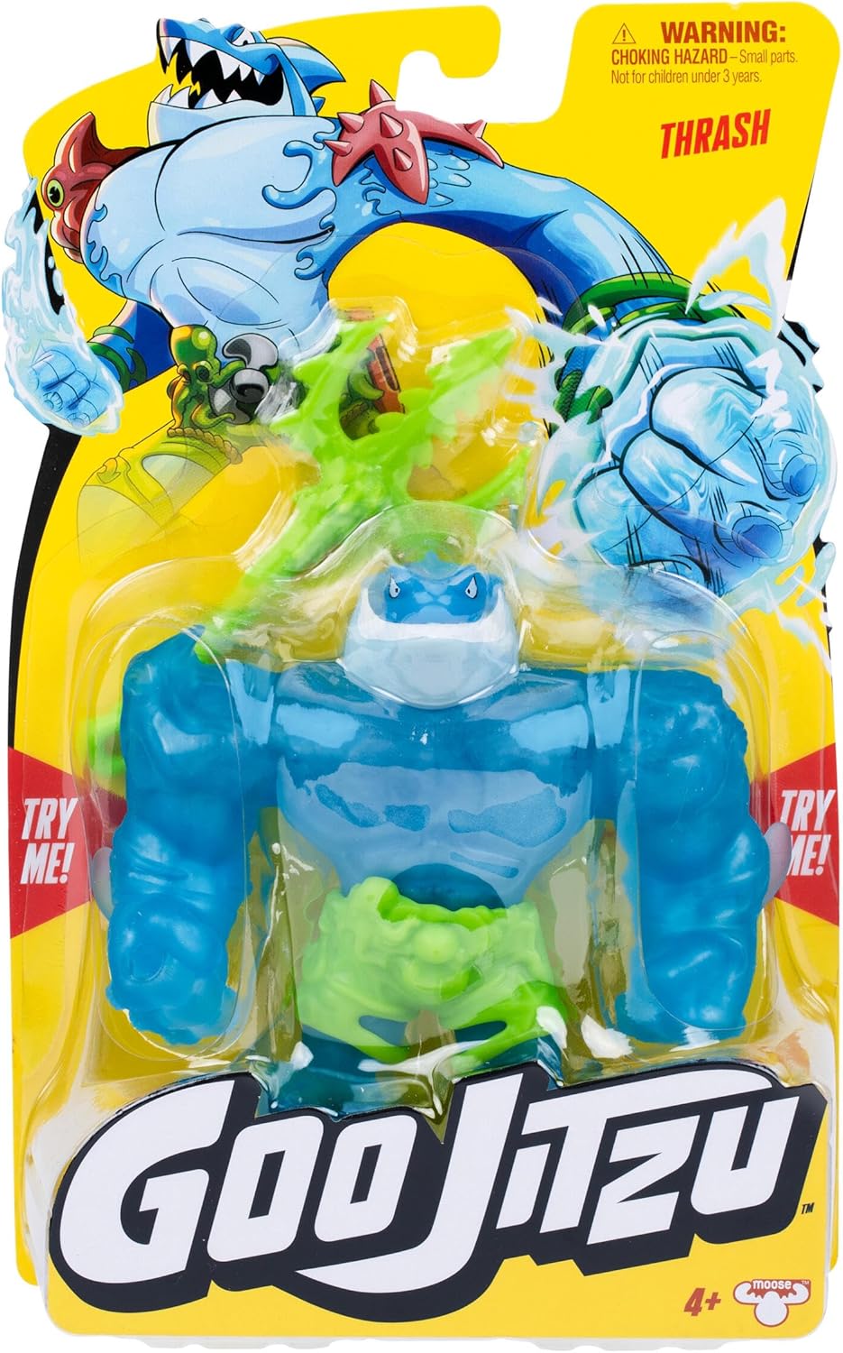 Goo Jitzu, Thrash, Stretchy Collectible Action Figure, With Unique Goo Filling & Weapon, Tactile Sensory Toy That Stretches Up To 3x Its Size