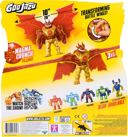 Goo Jitzu Battlewing Blazagon Power-Up Figure – 8.5” Tall, Stretchy Action Figure with Massive Battle Wings, Goo-Activated Power