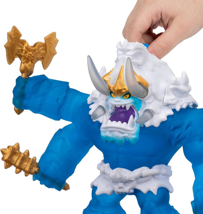 Goo Jitzu King Frostbite 10 inch action figure with 35+ Phrases and Lights, glucose-filled body, light-up horn pop attack, projectile punch fist