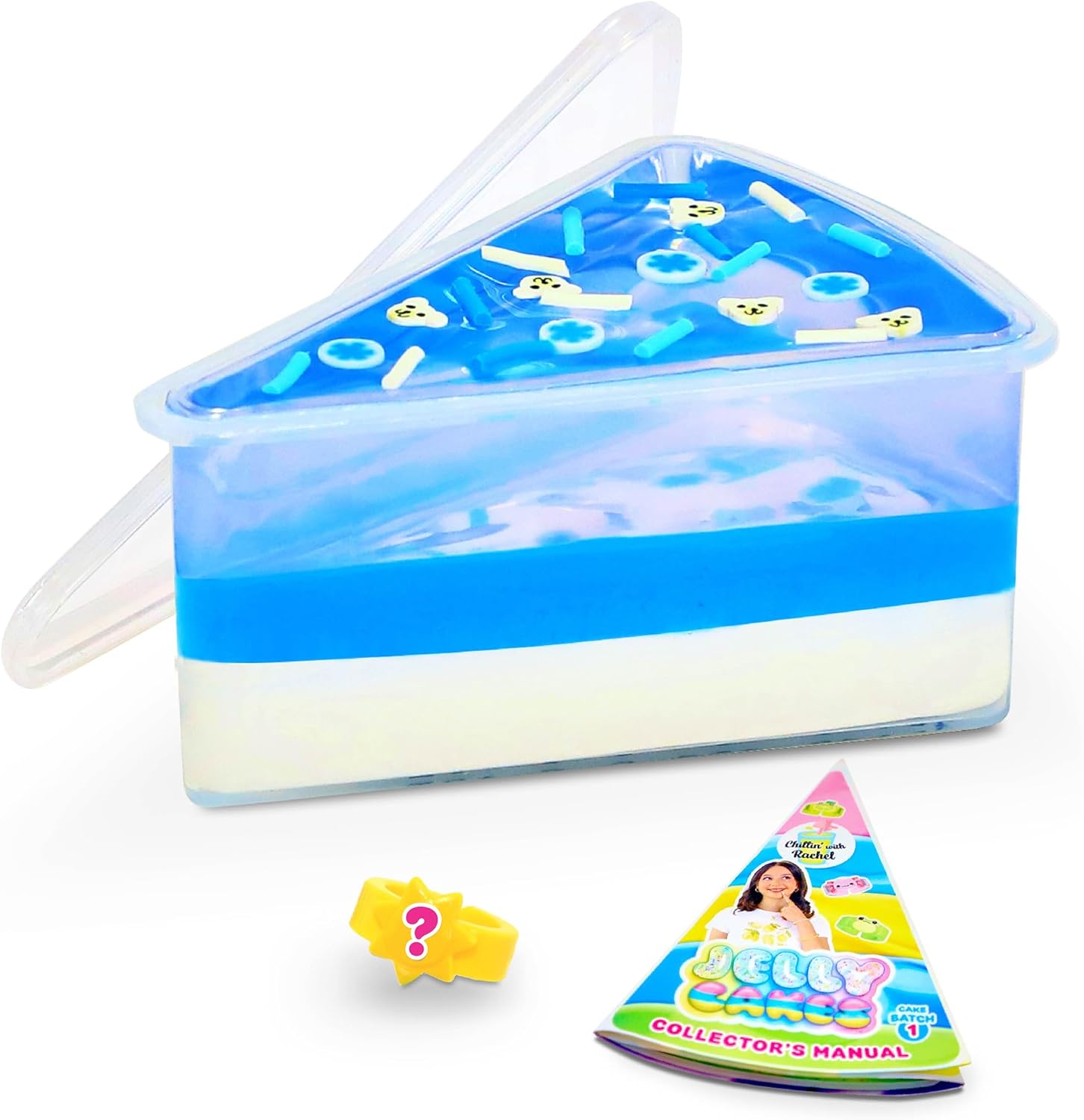 Sky Castle Jelly Cakes™ Bestie Party Pack, Chillin’ With Rachel Sensory Slime, 3 Layer Cake-Shaped Compound, Stretch, Squish & Mix Surprise Toy