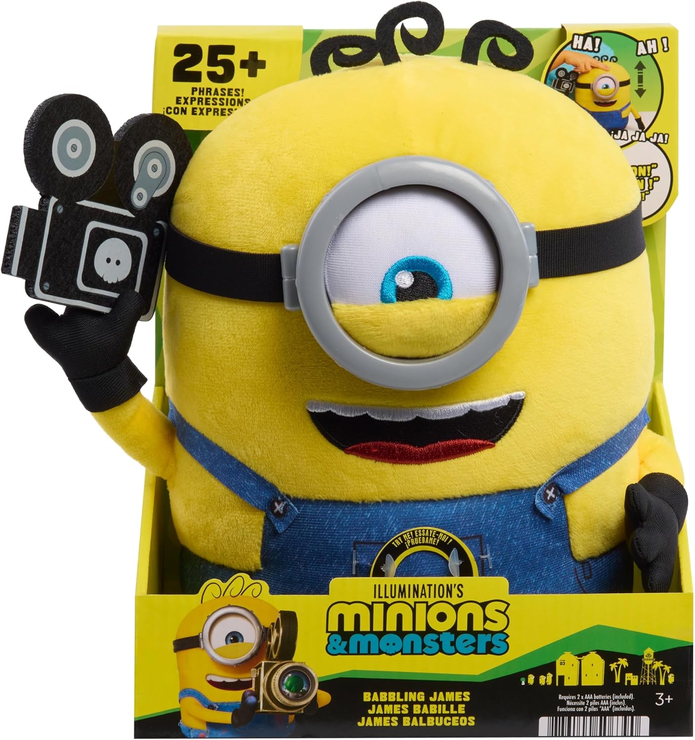 Just Play Illumination Minions Babbling James 23 cm Interactive Plush with Sounds, Phrases & Singing, Ages 3+ | 23 cm Plush with Sounds, Phrases & Singing, Ages 3+