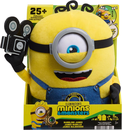 Just Play Illumination Minions Babbling James 23 cm Interactive Plush with Sounds, Phrases & Singing, Ages 3+ | 23 cm Plush with Sounds, Phrases & Singing, Ages 3+