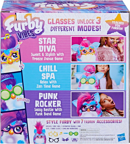 Furby Vibes Blue Razz Interactive Electronic Plush Toy for Girls & Boys 6+
