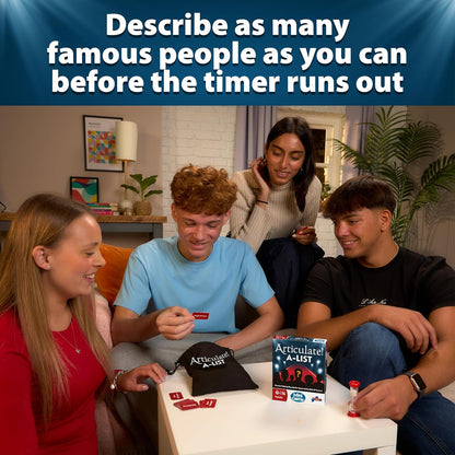 Articulate A-List Mini Game, Fast Talking Celebrity Guessing Game, Travel Size Party Game with Timer, 3 Rounds Word Challenge Board Game for Families Friends Adults and Teens Age 12+