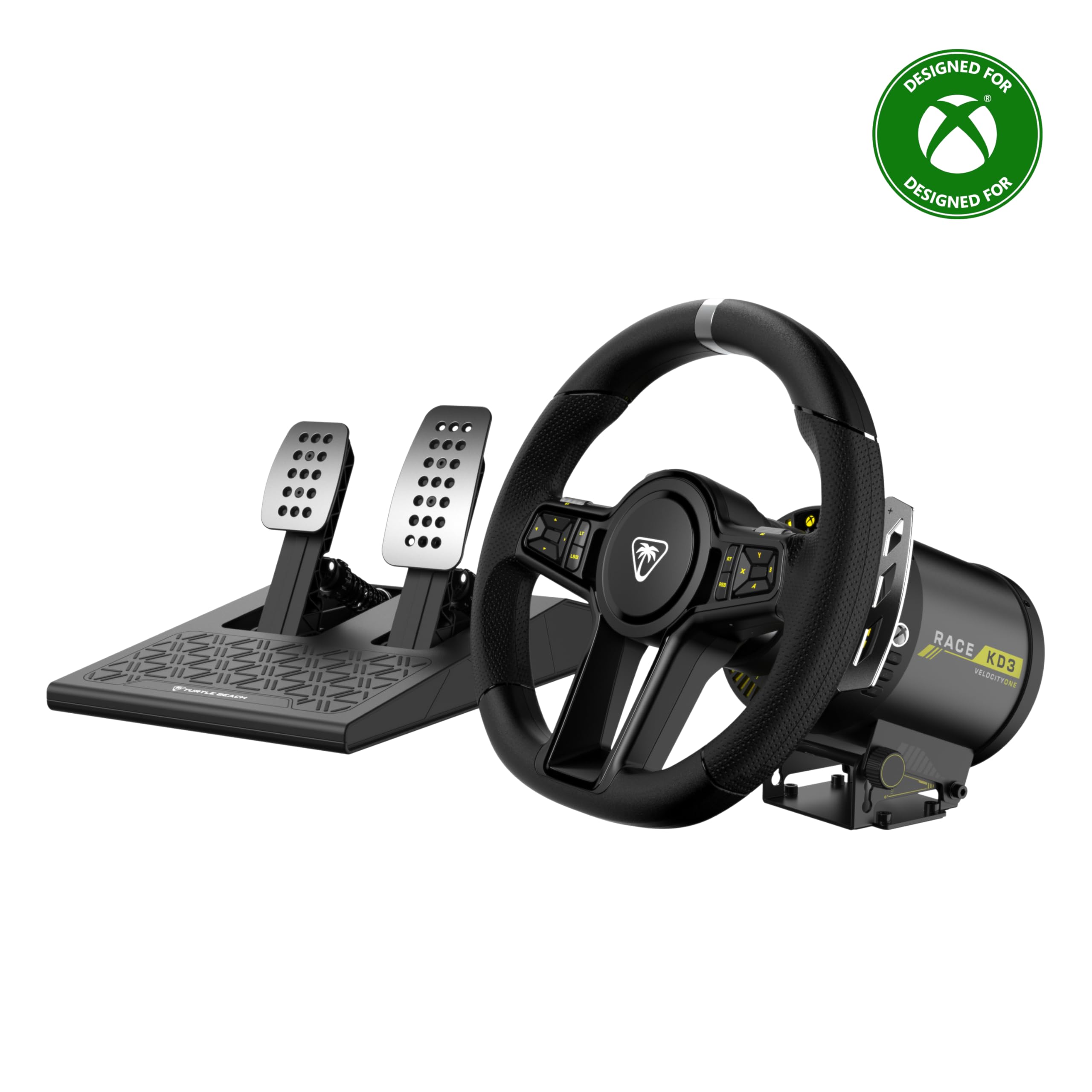 Turtle Beach Velocityone Race Kd3 Pc/Xbox/Mobile, Turtle Beach VelocityOne Race KD3 Volante e pedali con force feedback a trasmissione diretta per Xbox Series X|S, Xbox One e PC Windows – Pedali di freno e acceleratore a effetto Hall