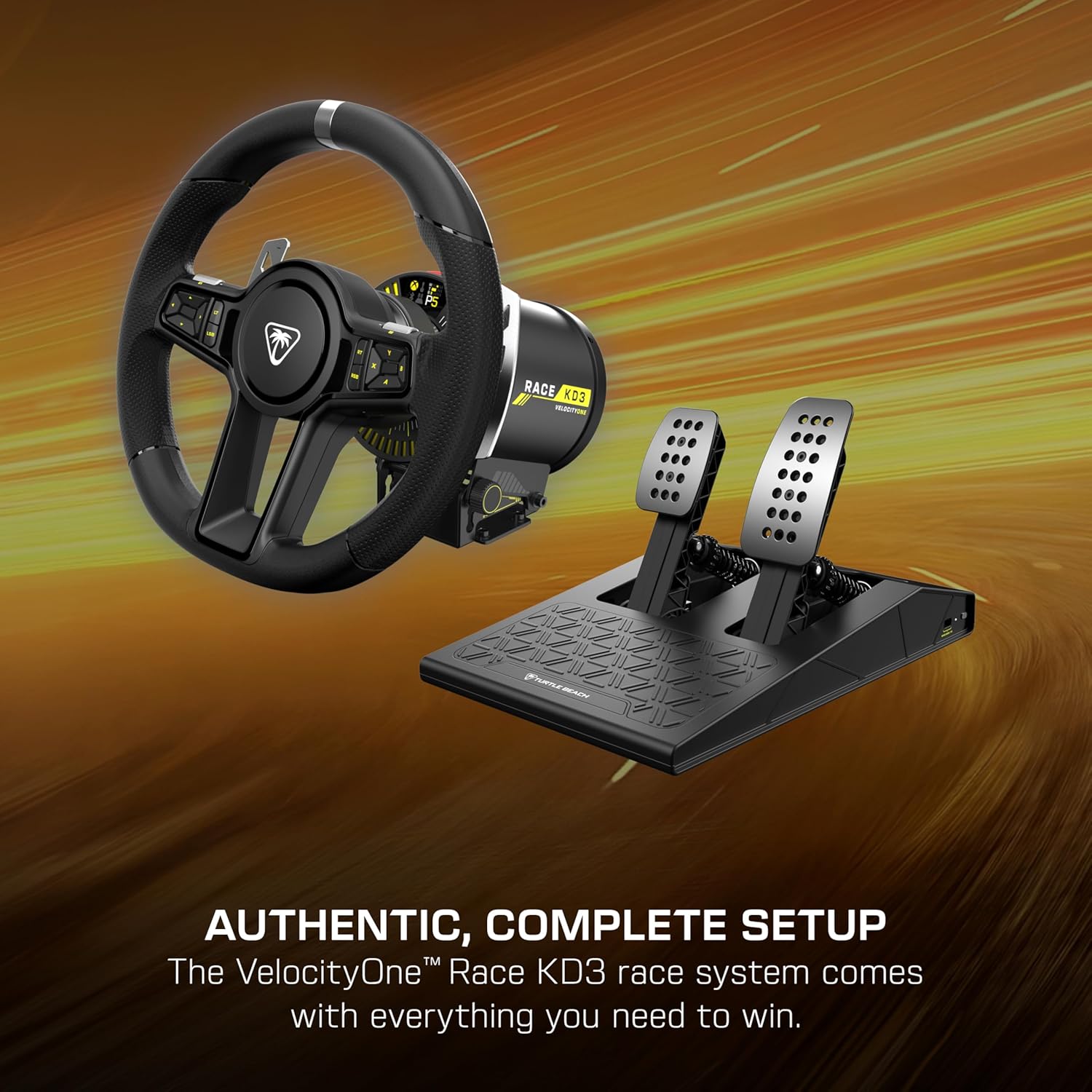 Turtle Beach Velocityone Race Kd3 Pc/Xbox/Mobile, Turtle Beach VelocityOne Race KD3 Volante e pedali con force feedback a trasmissione diretta per Xbox Series X|S, Xbox One e PC Windows – Pedali di freno e acceleratore a effetto Hall