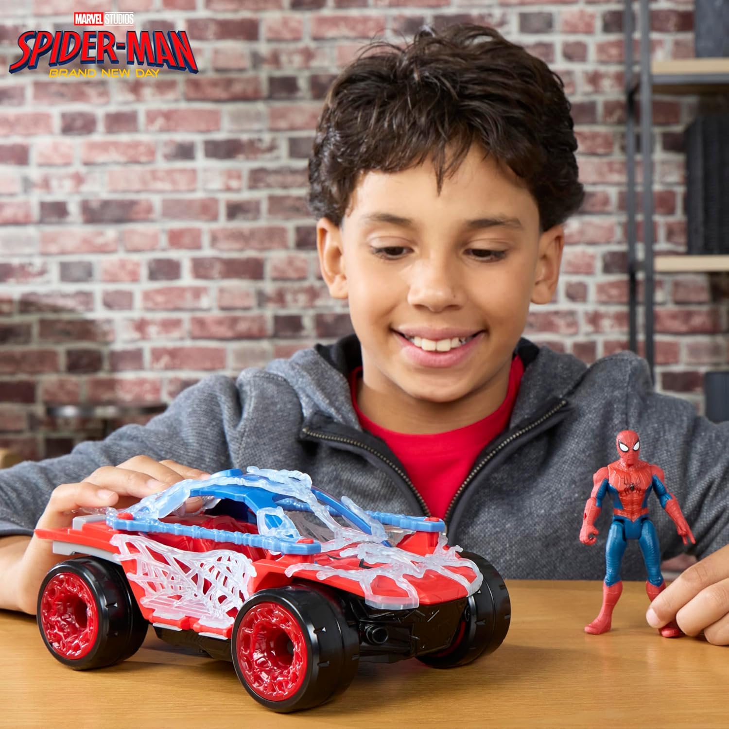 Marvel Studios Spider-Man: Brand New Day ActionVerse Stretch & Blast Buggy, 4.5-Inch Action Figure & Vehicle Toy Set, Super Hero Toys , Ages 4+