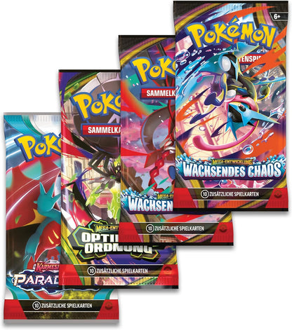 Pokémon Tin Box Mega Pixi ex #129 – Deutsch – Pokémon TCG Box mit 4 Boostern & Promokarte