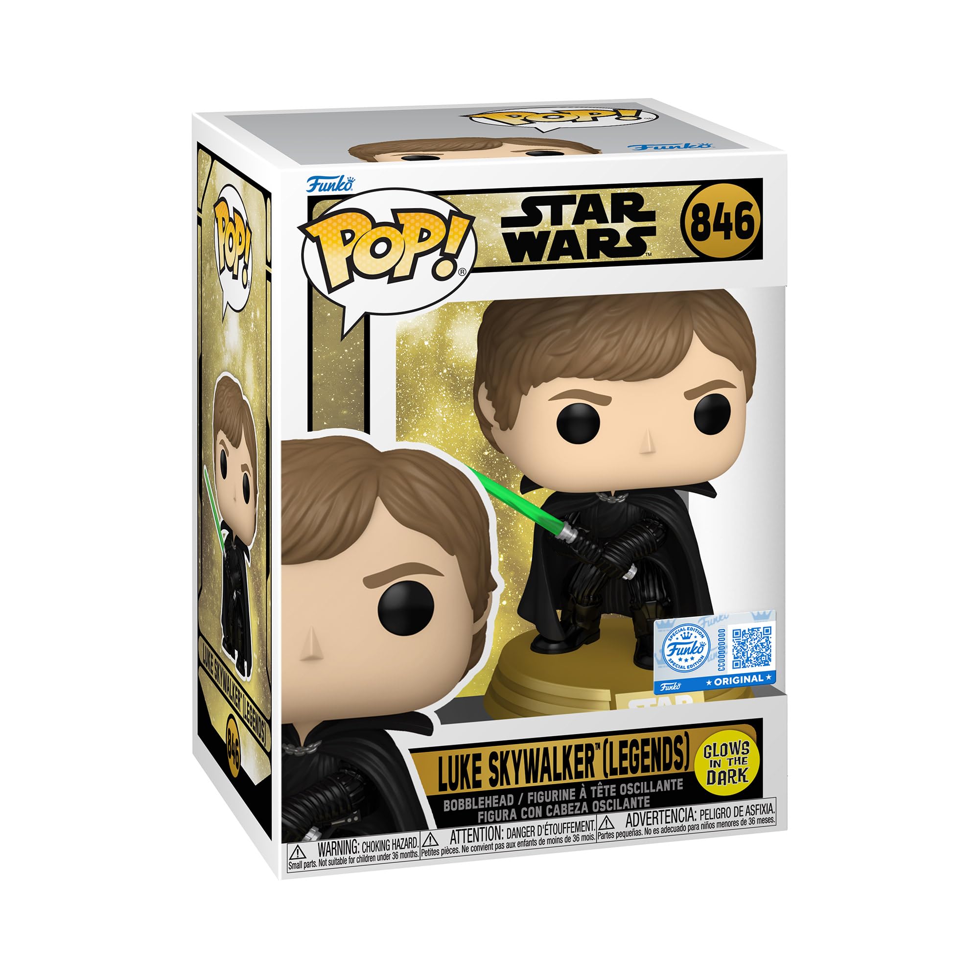 Funko Pop! Star Wars: Legends - Luke Skywalker - Glow in The Dark - Figurine en Vinyle de Collection - Idée Cadeau - Produit Officiel - Jouets pour Enfants et Adultes