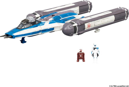 Star Wars™ Micro Galaxy Squadron SWJ0536 - BTL Y-Flügel Sternenjäger - offizielles 12,5 cm großes Fahrzeug mit 2 Micro-Figuren (2,5 cm)