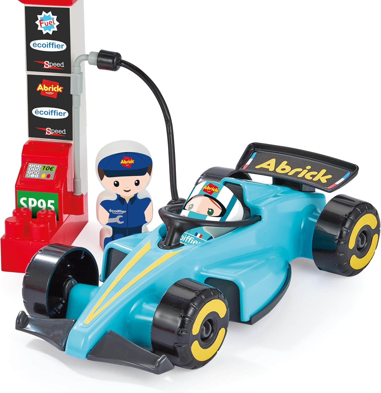 Ecoiffier Speelgoed - 2976 - Grand Prix Formule 1 Abrick - 3 formules 1 + 3 pilotes + bouwstenen - Circuit bouwspel - vanaf 18 maanden - gemaakt in Frankrijk