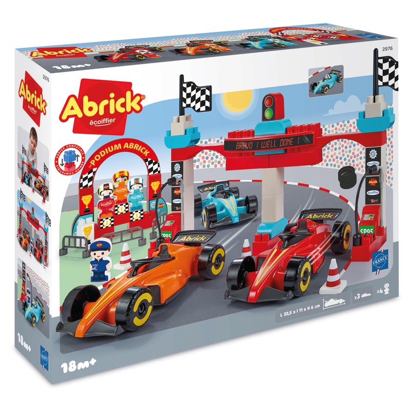 Ecoiffier Speelgoed - 2976 - Grand Prix Formule 1 Abrick - 3 formules 1 + 3 pilotes + bouwstenen - Circuit bouwspel - vanaf 18 maanden - gemaakt in Frankrijk
