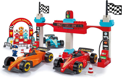 Ecoiffier Speelgoed - 2976 - Grand Prix Formule 1 Abrick - 3 formules 1 + 3 pilotes + bouwstenen - Circuit bouwspel - vanaf 18 maanden - gemaakt in Frankrijk