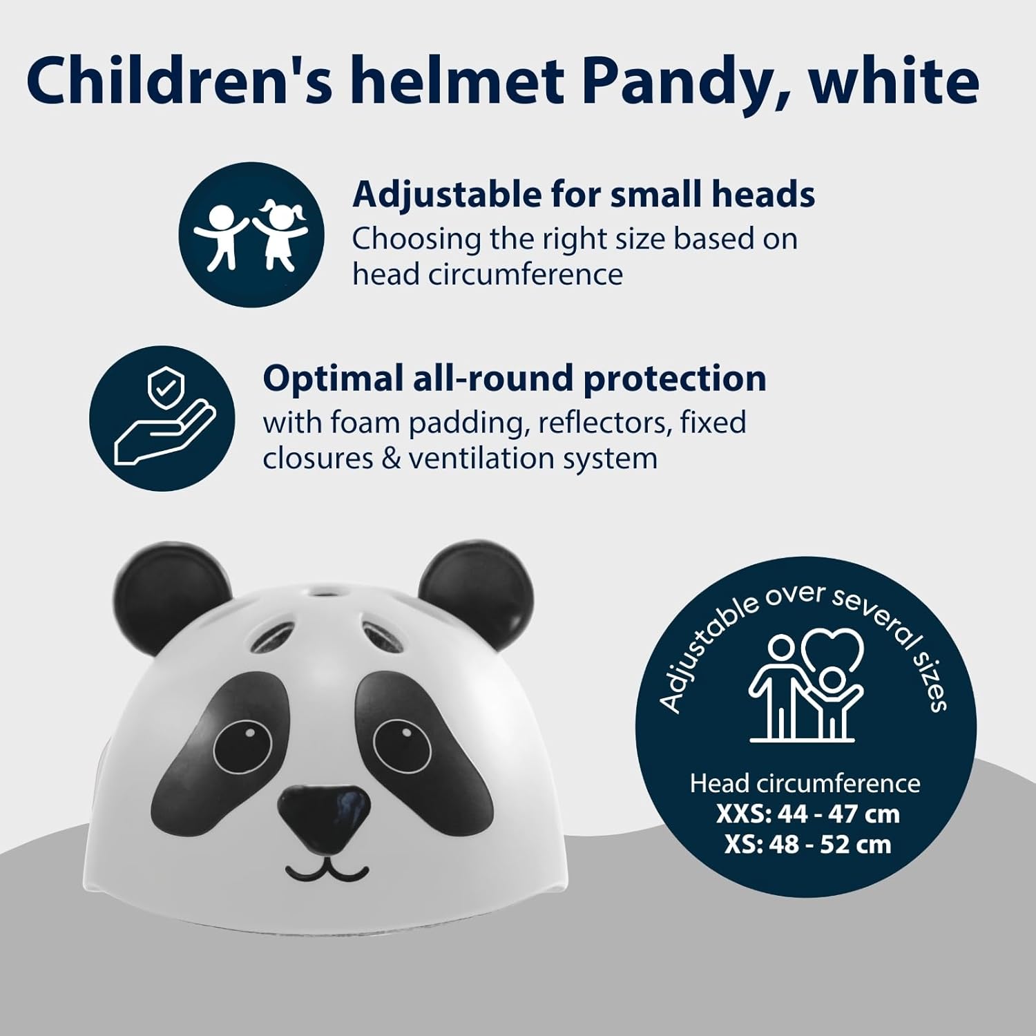 HUDORA Unisex jeugd kinderhelm Pandy, Gr. 44-47 helm, wit-zwart, 44-47 cm