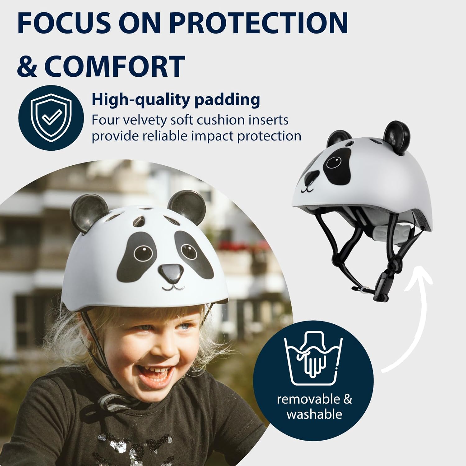 HUDORA Unisex jeugd kinderhelm Pandy, Gr. 48-52 helm, wit-zwart