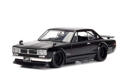 Jada 253203004 Toys Fast & Furious Brian's 1971 Nissan Skyline GT-R 2000 (C10), auto, tuning-model op schaal 1:24, met spoiler, openende deuren, motorkap en kofferbak, vrijloop, zwart
