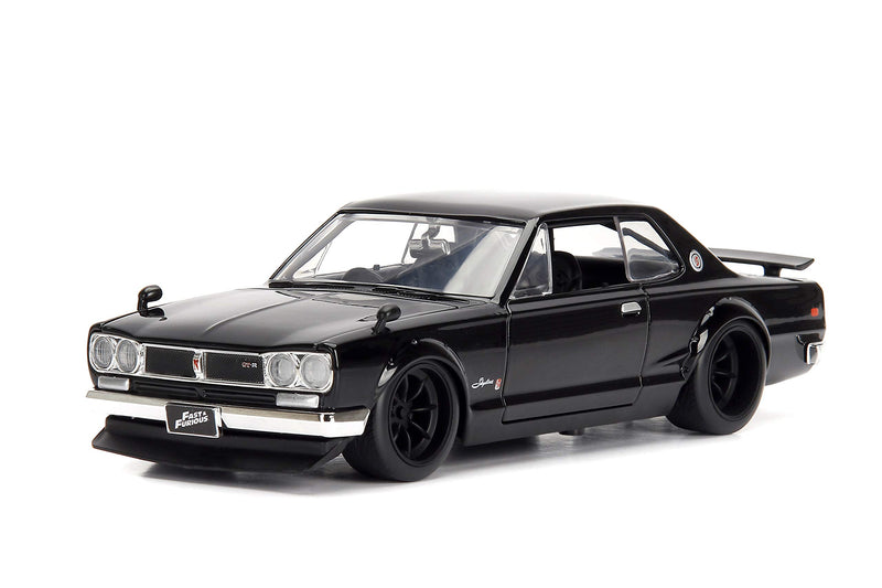 Jada 253203004 Toys Fast & Furious Brian's 1971 Nissan Skyline GT-R 2000 (C10), auto, tuning-model op schaal 1:24, met spoiler, openende deuren, motorkap en kofferbak, vrijloop, zwart