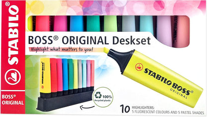 STABILO - Markeerstift - BOSS ORIGINAL - Premium highlighter - Deskset met 10 kleuren