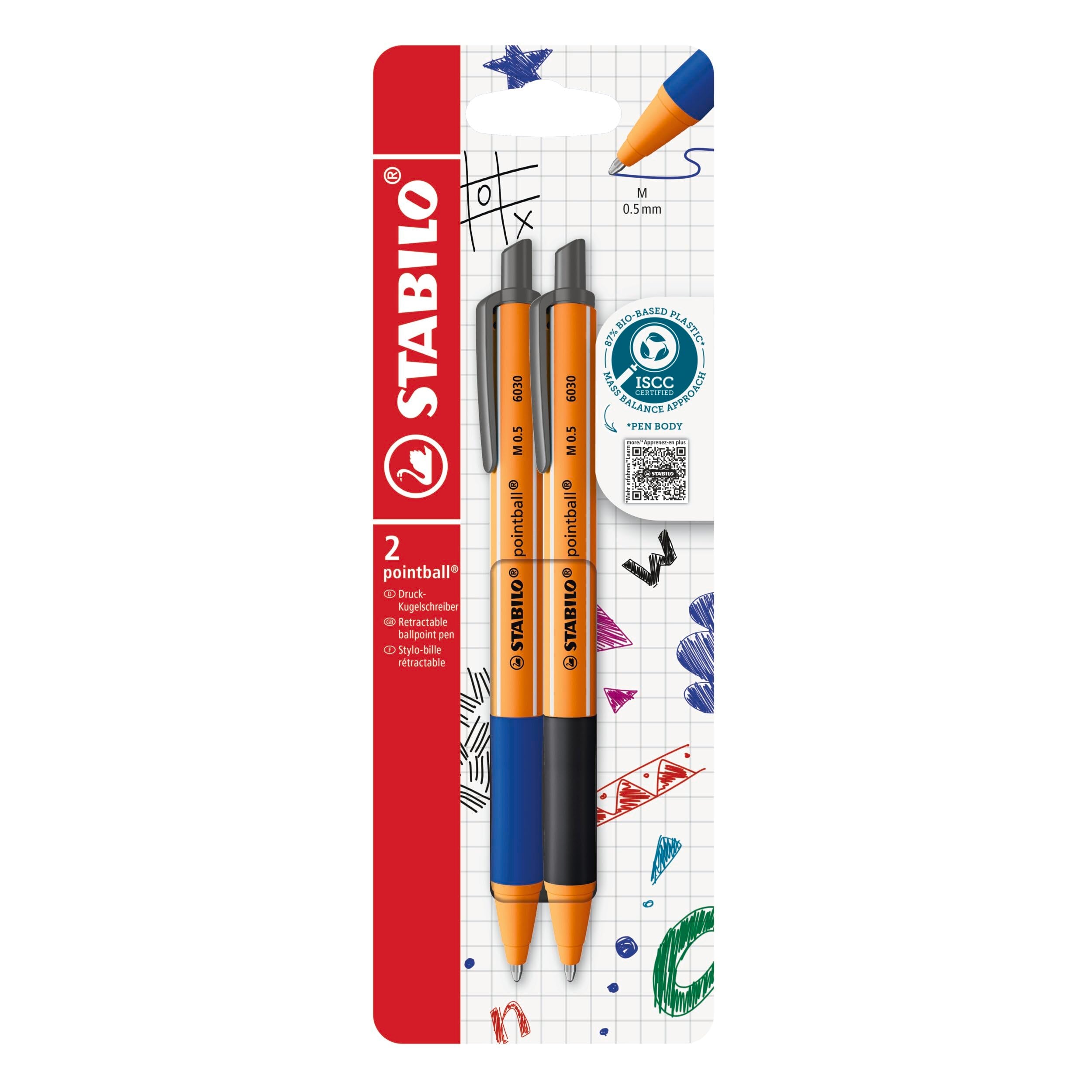 STABILO pointball Balpennen Blauw en Zwart - 2dlg.