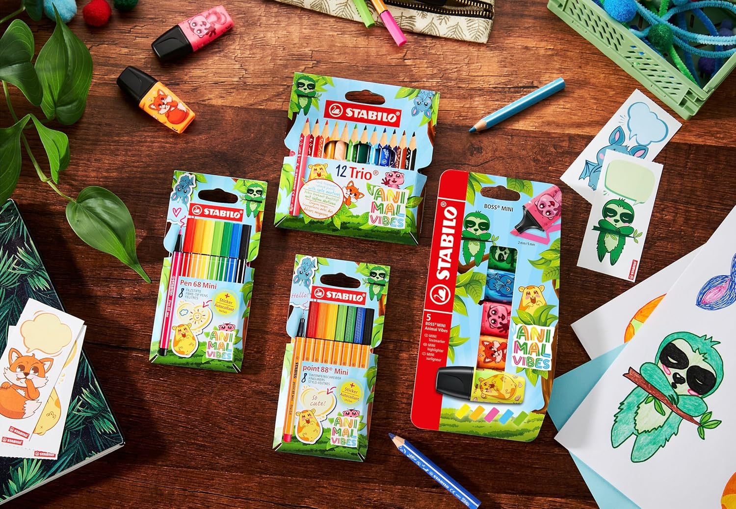 STABILO ANIMAL VIBES point 88 MINI Fineliners - 8dlg. met Sticker