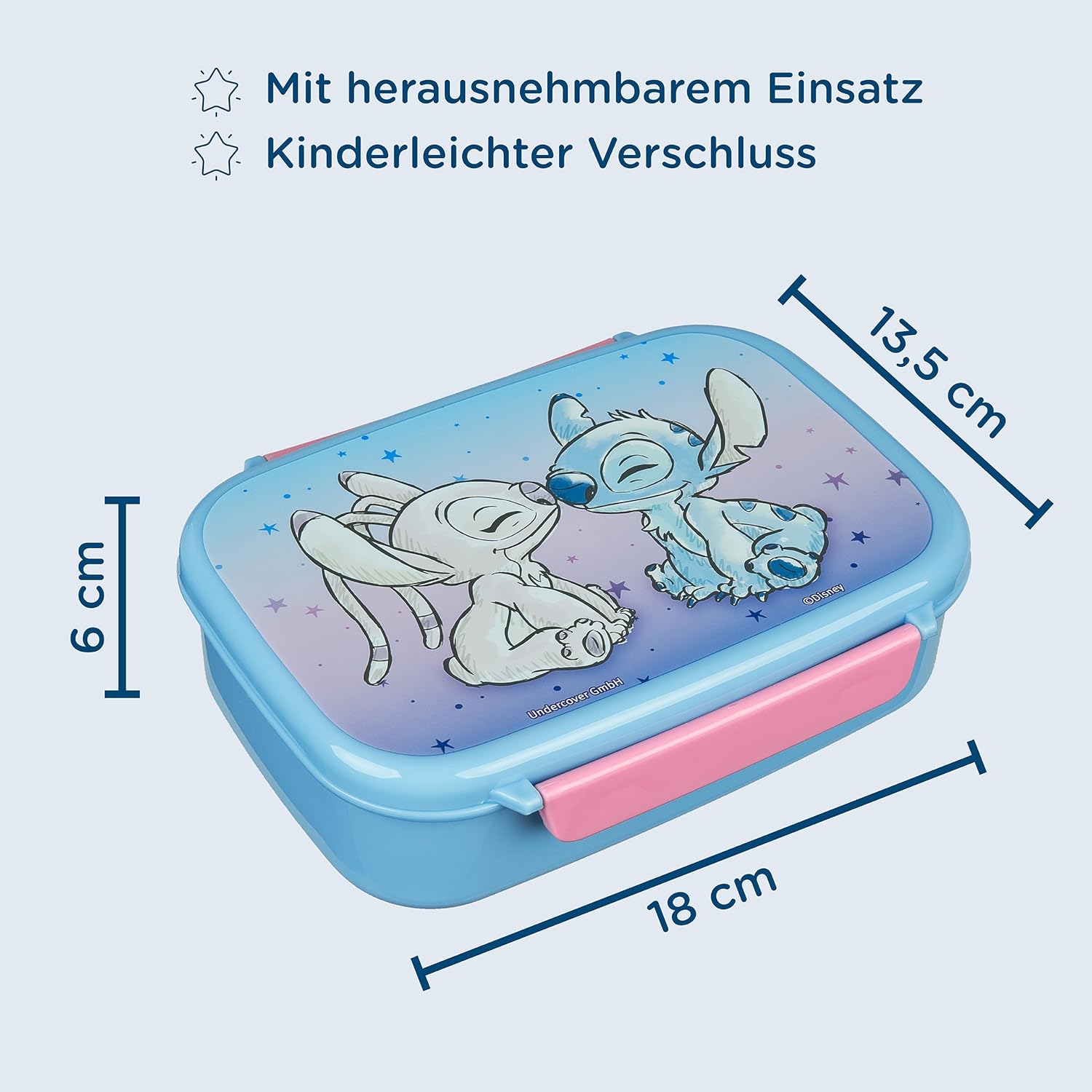 Scooli – Stitch set voor kinderen: snackbox + drinkfles, perfect voor school/kleuterschool, vanaf 4 jaar, licht en veilig kunststof