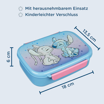 Scooli – Stitch set voor kinderen: snackbox + drinkfles, perfect voor school/kleuterschool, vanaf 4 jaar, licht en veilig kunststof