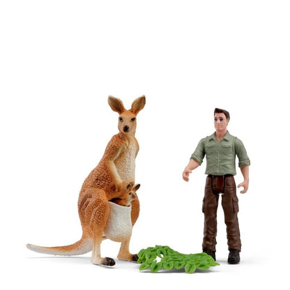 Schleich® 81540 Kangoeroetour met Ranger Pocket Set | 4-delige set, vanaf 3 jaar, Rangerfiguur, kangoeroe met Joey, natuurbeschermingsspeelset