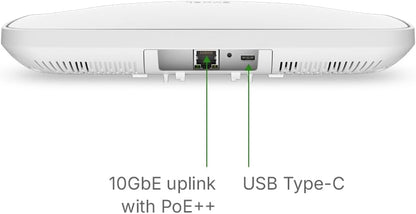 Zyxel BE15000 WiFi 7 Wireless Access Point | 10GbE Multi-Gig Uplink | 8-Stream, Triple-Radio, MLO, RF Filter | PoE++ or USB C Power Input (Not Included) | Nebula App, Cloud or Standalone