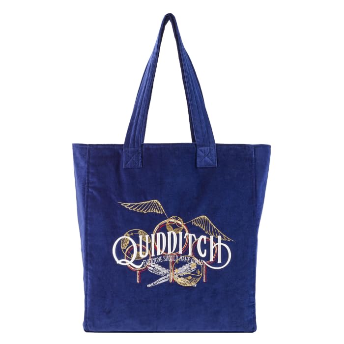 Harry Potter The Carat Shop Samt-Tragetasche, bestickt, Quidditch, goldfarben