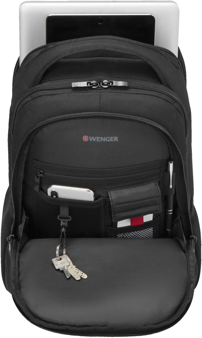 Wenger 600630 FUSE 16' Laptop Backpack , Padded laptop compartment with iPad/Tablet / eReader Pocket in Black {20 Litres}