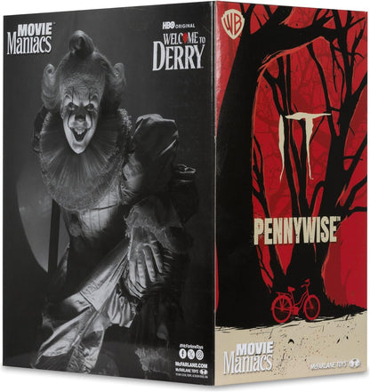 McFarlane Es Welcome to Derry Movie Maniacs Figur Pennywise (Black & White) 16 cm