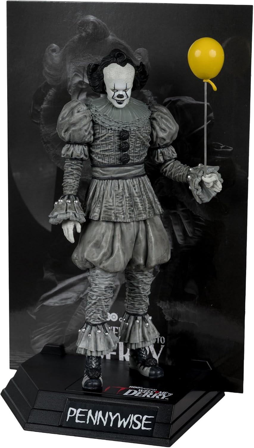 McFarlane Es Welcome to Derry Movie Maniacs Figur Pennywise (Black & White) 16 cm