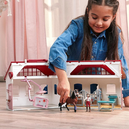 schleich HORSE CLUB | Paardenkliniek “Helende Hoefjes” 42787 | Set met paardenbox, dierenarts, röntgenapparaat & accessoires | Speelgoed & cadeau vanaf 4 jaar | 64 onderdelen