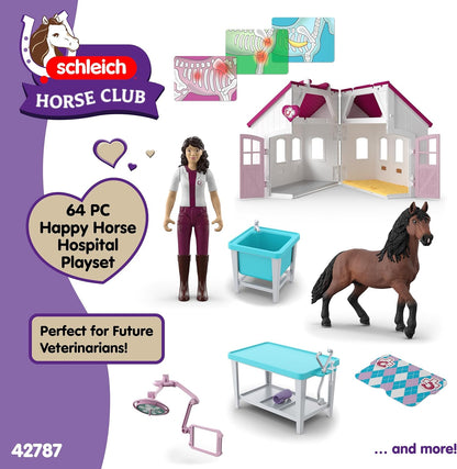 schleich HORSE CLUB | Paardenkliniek “Helende Hoefjes” 42787 | Set met paardenbox, dierenarts, röntgenapparaat & accessoires | Speelgoed & cadeau vanaf 4 jaar | 64 onderdelen