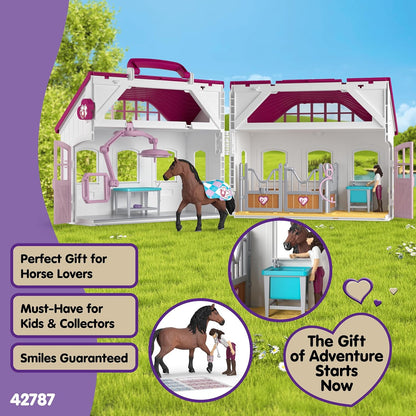 schleich HORSE CLUB | Paardenkliniek “Helende Hoefjes” 42787 | Set met paardenbox, dierenarts, röntgenapparaat & accessoires | Speelgoed & cadeau vanaf 4 jaar | 64 onderdelen
