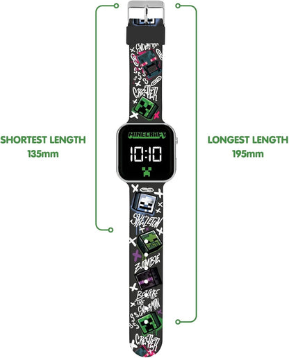 Accutime Minecraft LED Display Watch with Silicone Enemies Character Strap for Kids