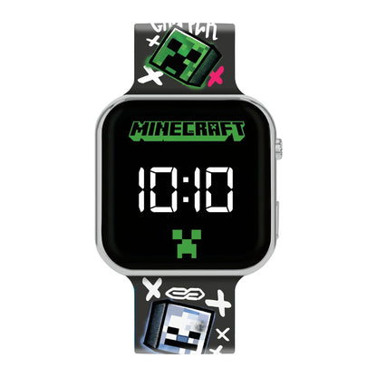 Accutime Minecraft LED Display Watch with Silicone Enemies Character Strap for Kids