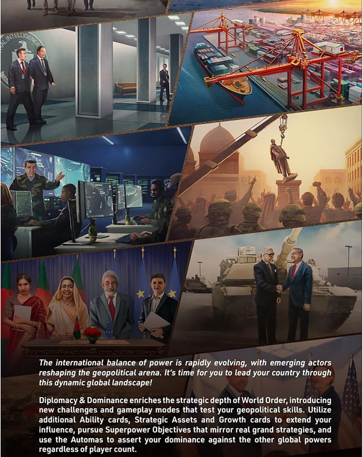 World Order: Diplomacy & Dominance - Board Game Expansion, New Challenges, Strategic Paths & Modes, Double-Layered Automa Board, Ages 14+, 1-4 Players