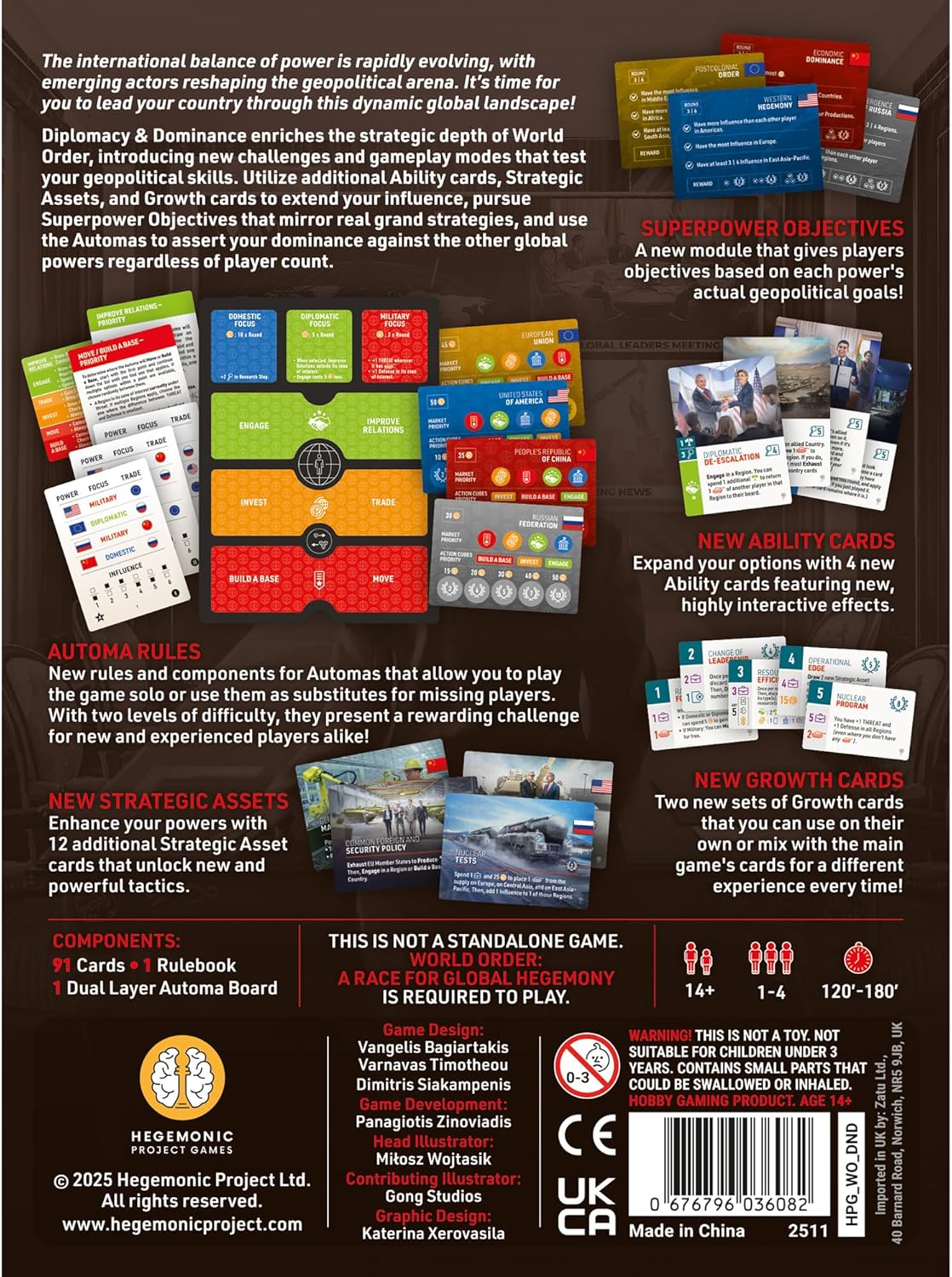 World Order: Diplomacy & Dominance - Board Game Expansion, New Challenges, Strategic Paths & Modes, Double-Layered Automa Board, Ages 14+, 1-4 Players