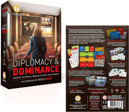 World Order: Diplomacy & Dominance - Board Game Expansion, New Challenges, Strategic Paths & Modes, Double-Layered Automa Board, Ages 14+, 1-4 Players
