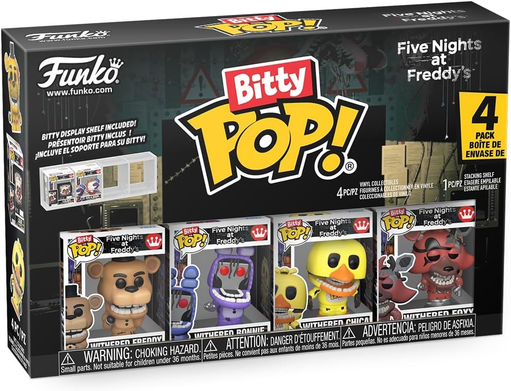 Funko Bitty Pop! 4 Pack: Five Nights at Freddy's - FNAF - Freddy, Bonnie, Chica, Foxy - 0,9 Pouce (2,2 cm) De Collection - Étagère d’Exposition empilable Incluse - Idée Cadeau - pour Sacs de fête