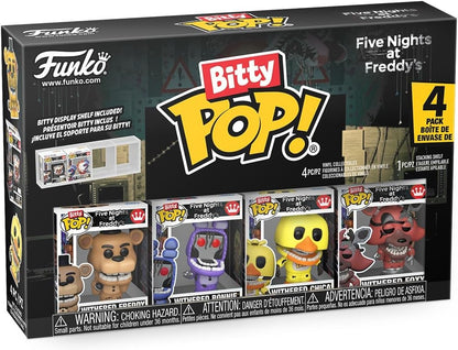Funko Bitty Pop! 4 Pack: Five Nights at Freddy's - FNAF - Freddy, Bonnie, Chica, Foxy - 0,9 Pouce (2,2 cm) De Collection - Étagère d’Exposition empilable Incluse - Idée Cadeau - pour Sacs de fête