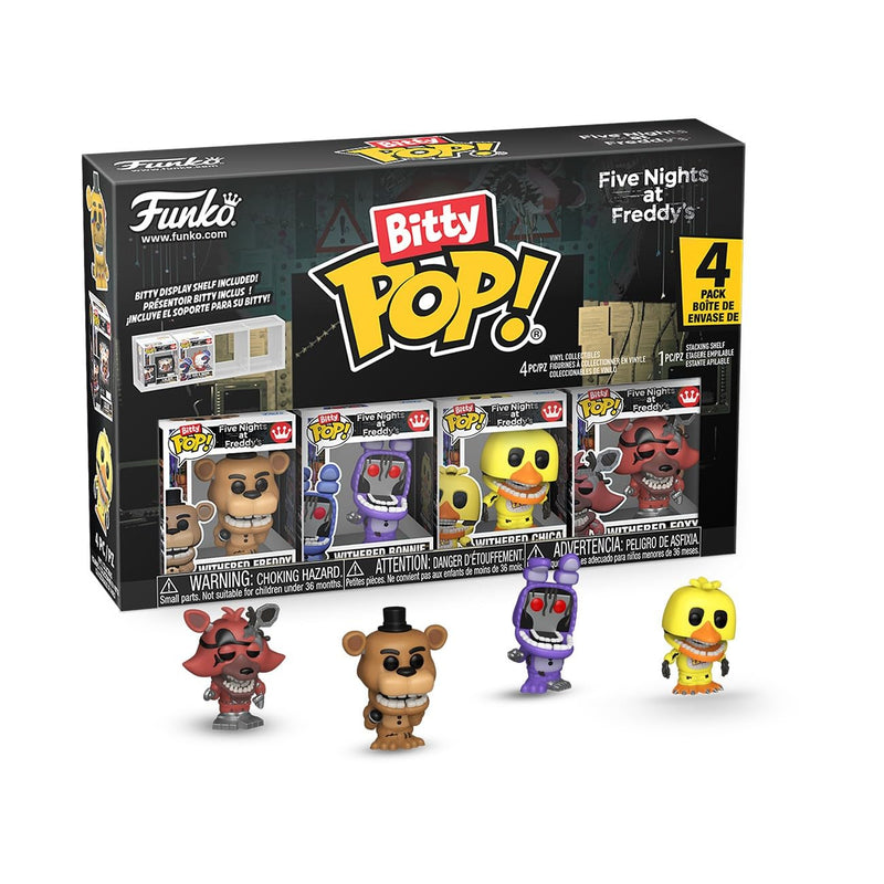 Funko Bitty POP! 4 Pack: Five Nights at Freddy's - FNAF - Freddy, Bonnie, Chica, Foxy - 0,9 Zoll (2,2 cm) Sammelbar - Stapelbares Display-Regal enthalten - Geschenkidee - Für Partytüten