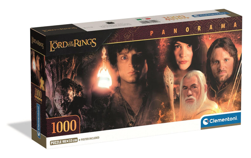 Clementoni - Puzzel met 1000 stukjes voor volwassenen en jongeren, speciale serie, thema Lord of the Ringen, met poster, compacte doos, cadeau-idee voor dames en heren, Made in Italy, 98 x 33 cm