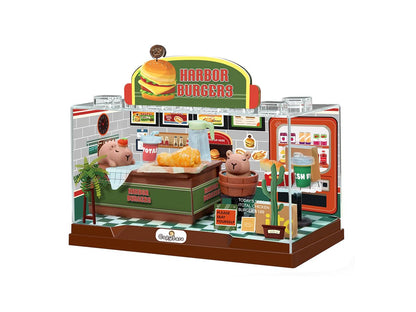 I-TOTAL® - Shop in a Box creatieve kit DIY miniatuur 3D bouw en verzamel winkels in pastelstijl, model met decoratieve details (37 stuks) cadeau-idee (RIED CHICKEN