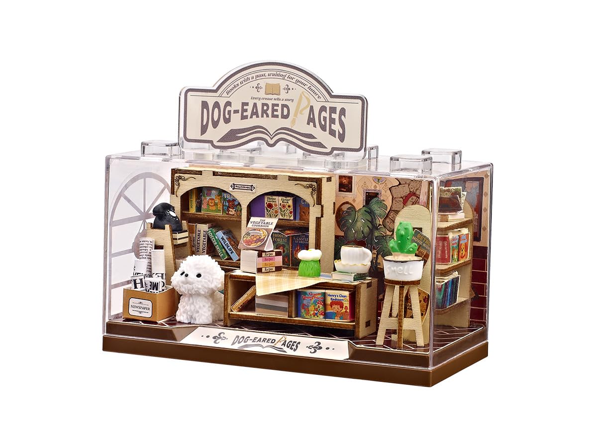 I-TOTAL® - Shop in een doos creatieve kit DIY miniatuur 3D bouw en verzamel winkels in pastelstijl, model met decoratieve details (85 stuks) cadeau-idee (DOG-EARED PAGES