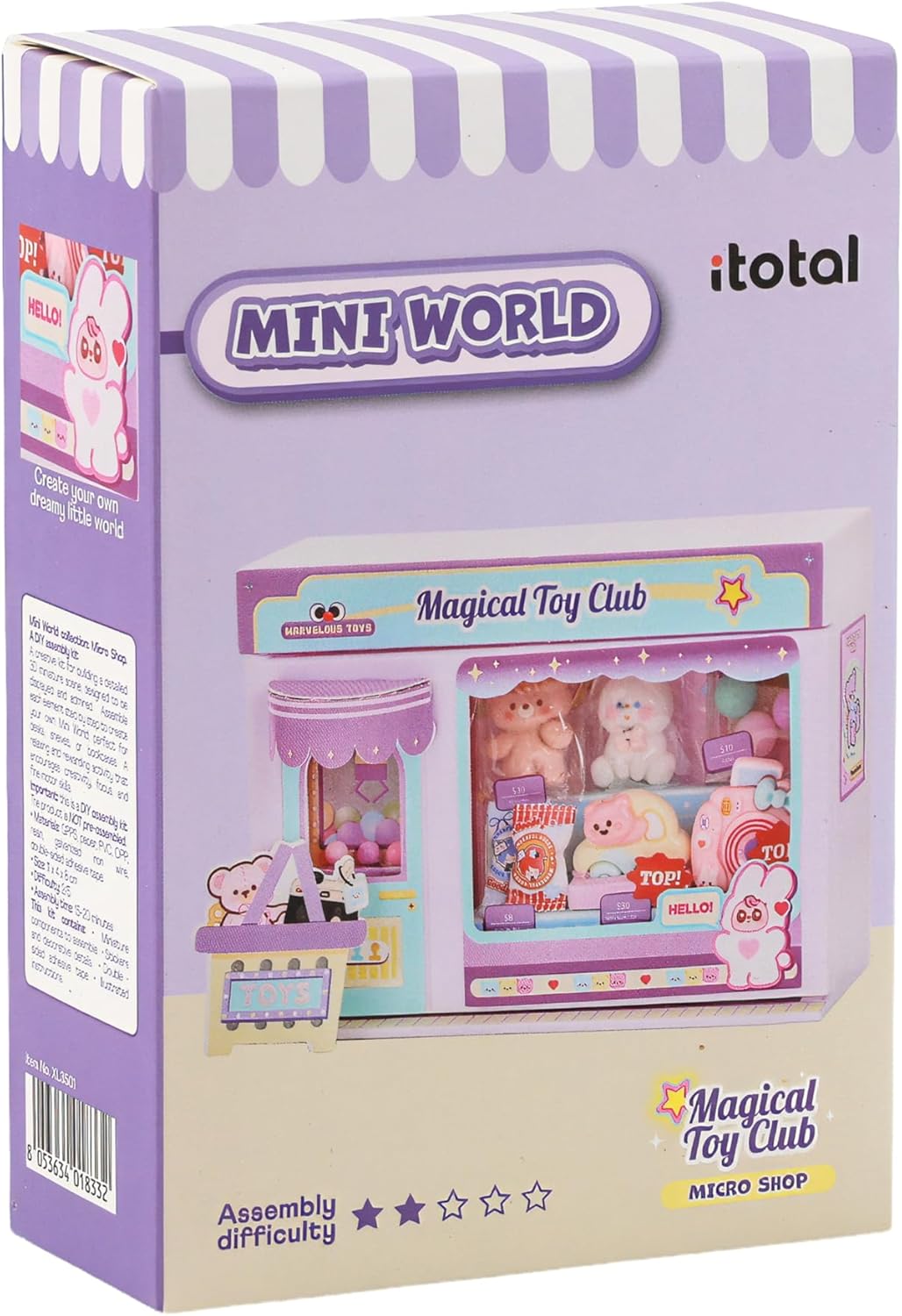 I-TOTAL ® Micro Shop - Creatieve set om zelf te maken, 3D-miniatuur om te bouwen (33 stuks), Nookbook Micro Shop Pastel, verzamelstuk, 11 x 4 x 8 cm, +6 jaar (Magic Toy Club