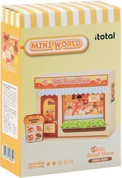 I-TOTAL ® Micro Shop - Creatieve set om zelf te maken, 3D-miniatuur om te bouwen (33 stuks), Nookbook Micro Shop Pastel, verzamelstuk, 11 x 4 x 8 cm, +6 jaar (Little Bread House
