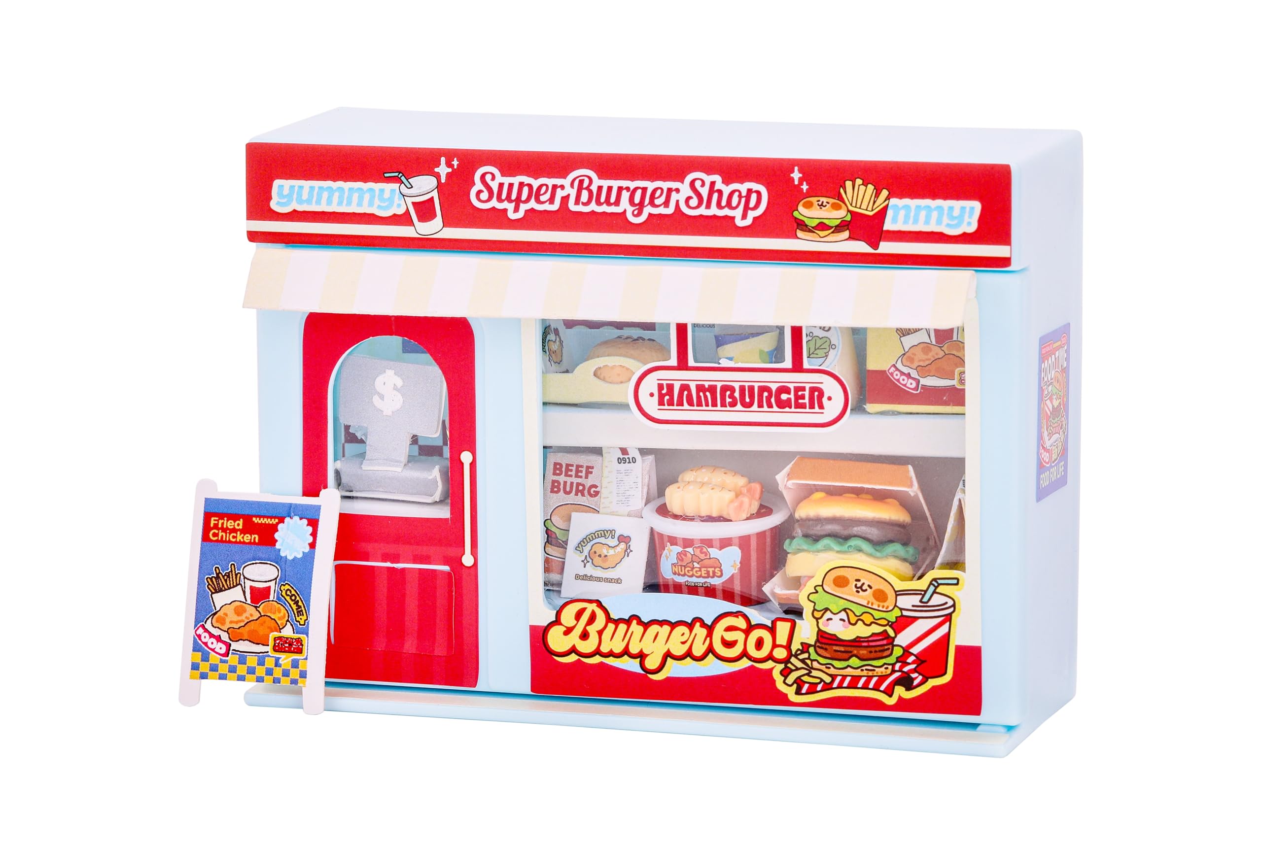I-TOTAL ® Micro Shop - Creatieve set om zelf te maken, 3D-miniatuur om te bouwen (33 stuks), Nookbook Micro Shop Pastel, verzamelstuk, 11 x 4 x 8 cm, +6 jaar (Super Burger Shop