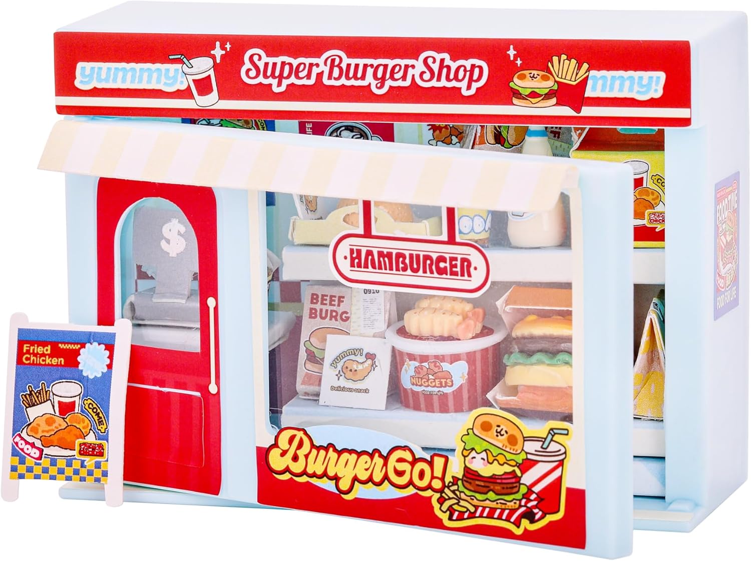 I-TOTAL ® Micro Shop - Creatieve set om zelf te maken, 3D-miniatuur om te bouwen (33 stuks), Nookbook Micro Shop Pastel, verzamelstuk, 11 x 4 x 8 cm, +6 jaar (Super Burger Shop